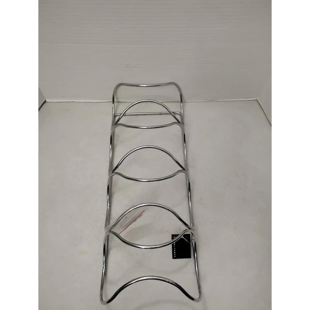 Torre & Targus Wine Rack Wall Hang Silvertone & Hardware 4 Bottle Vertical Wave